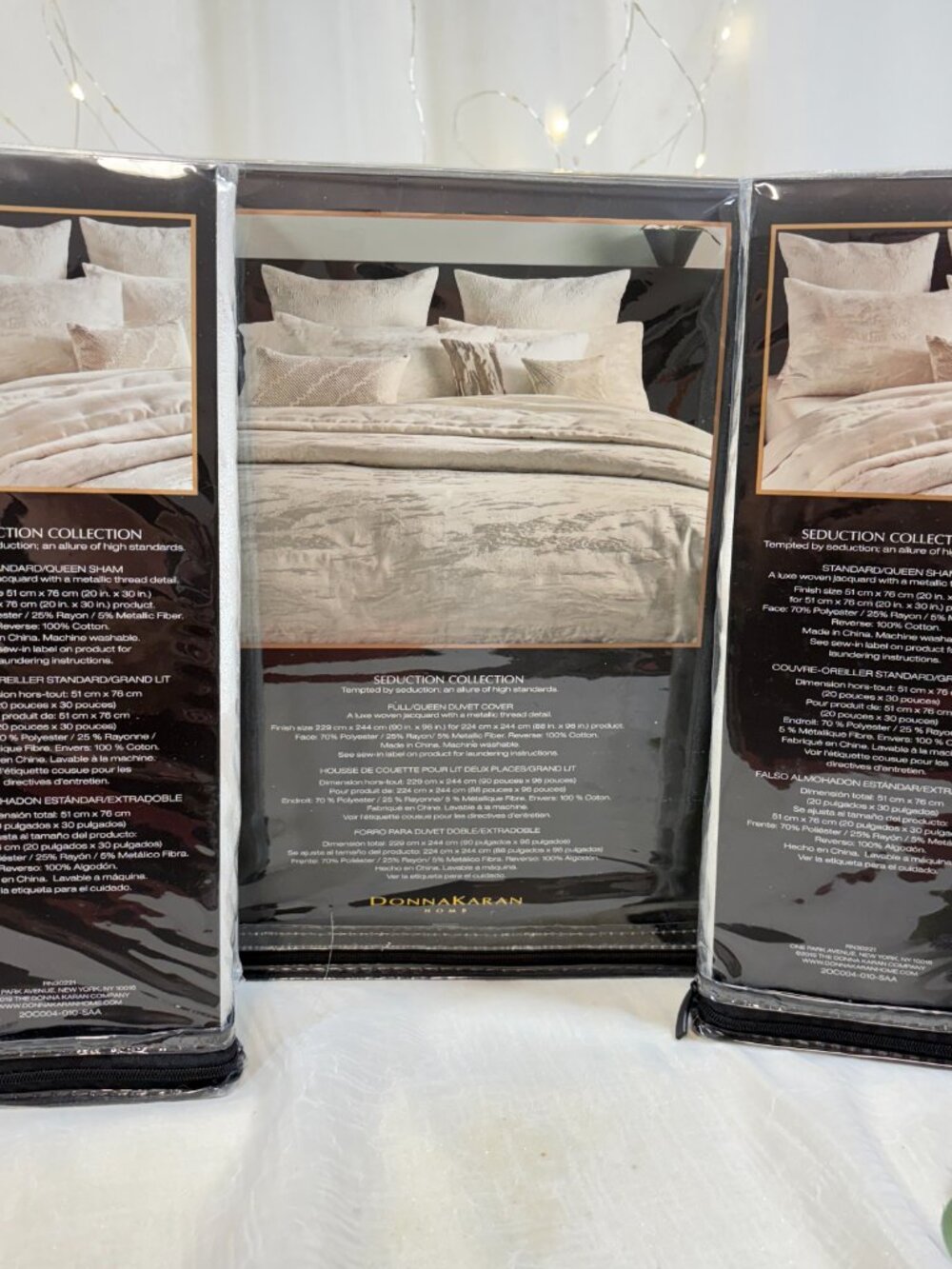 Donna Karan Home Seduction Ivory Full/Queen Duvet & 2 STD Shams NEW MRSP $704
